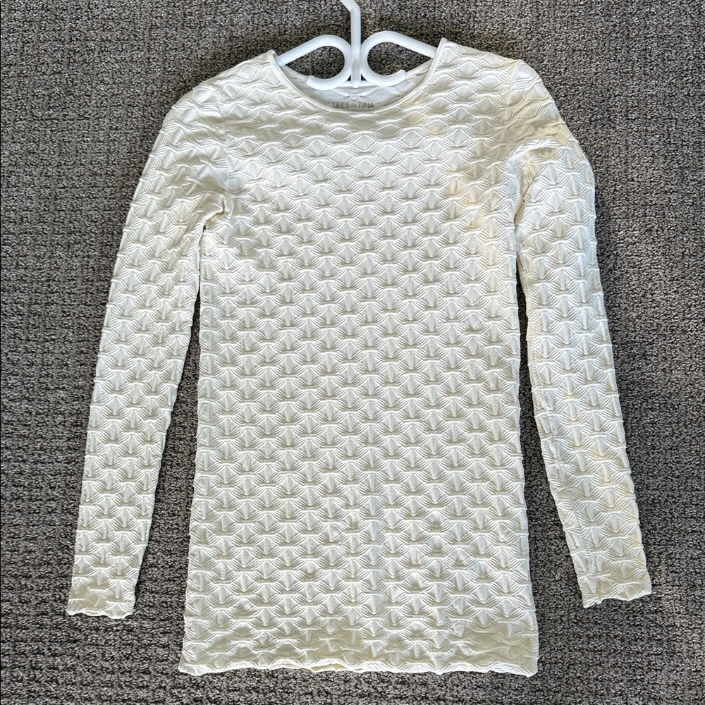 Tees by Tina Textured White Long Sleeve Top